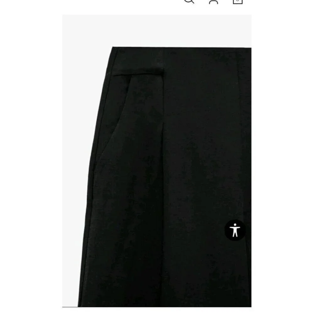 BNWT ZARA FULL LENGTH LINEN BLEND BLACK PANTS TROUSERS SIZE M  7385 490